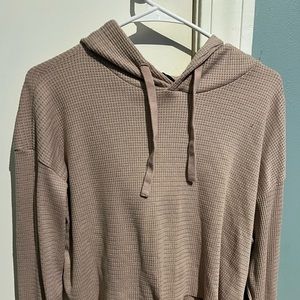 Womens Light Pink Waffle Cropped Sweatshirt